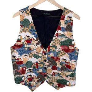 Vintage On Tour Women’s Sz Large Vest Farm / Landscape Print